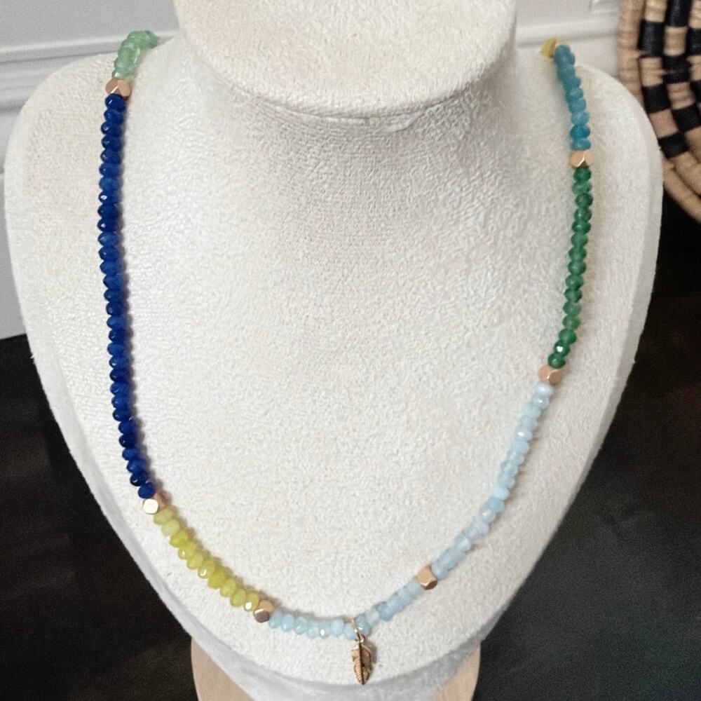 Second Bloom Studio Artisan Made Rainbow Agate Wrap Necklace 24" Bracelet Gold